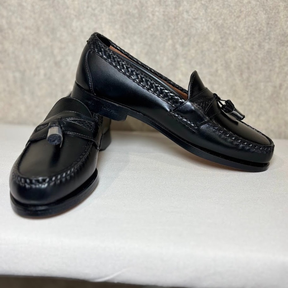 Allen Edmonds Maxfield Loafer Mens 9 Black Leather Tassel Braided Classic Luxury